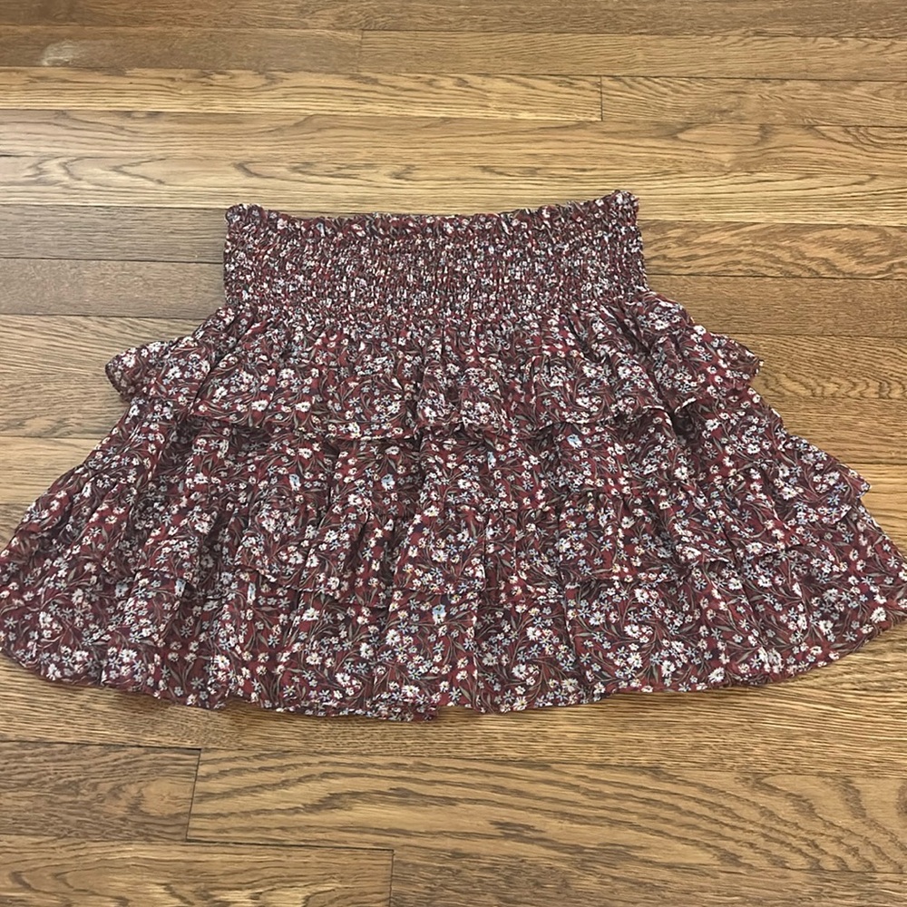Olivaceous maroon floral skirt